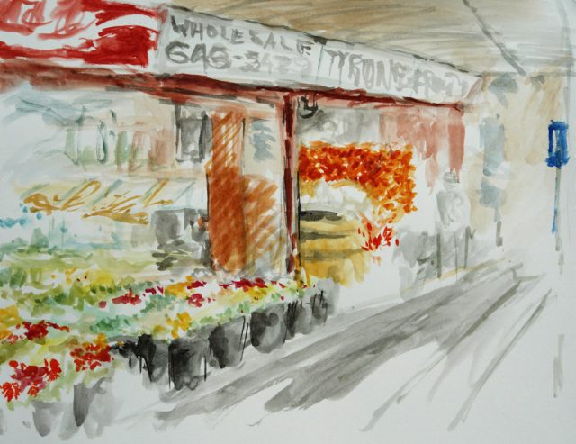 Watercolour painting sketch of Tyrone Fruitery