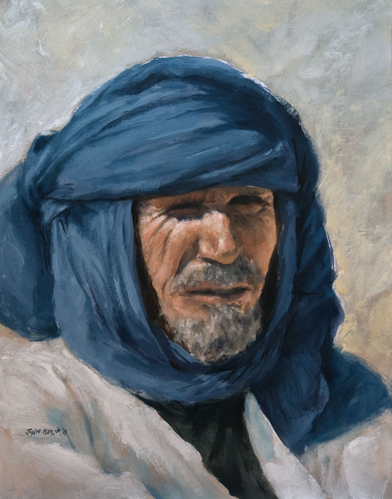 Oil painting of a Taureg man from Algeria