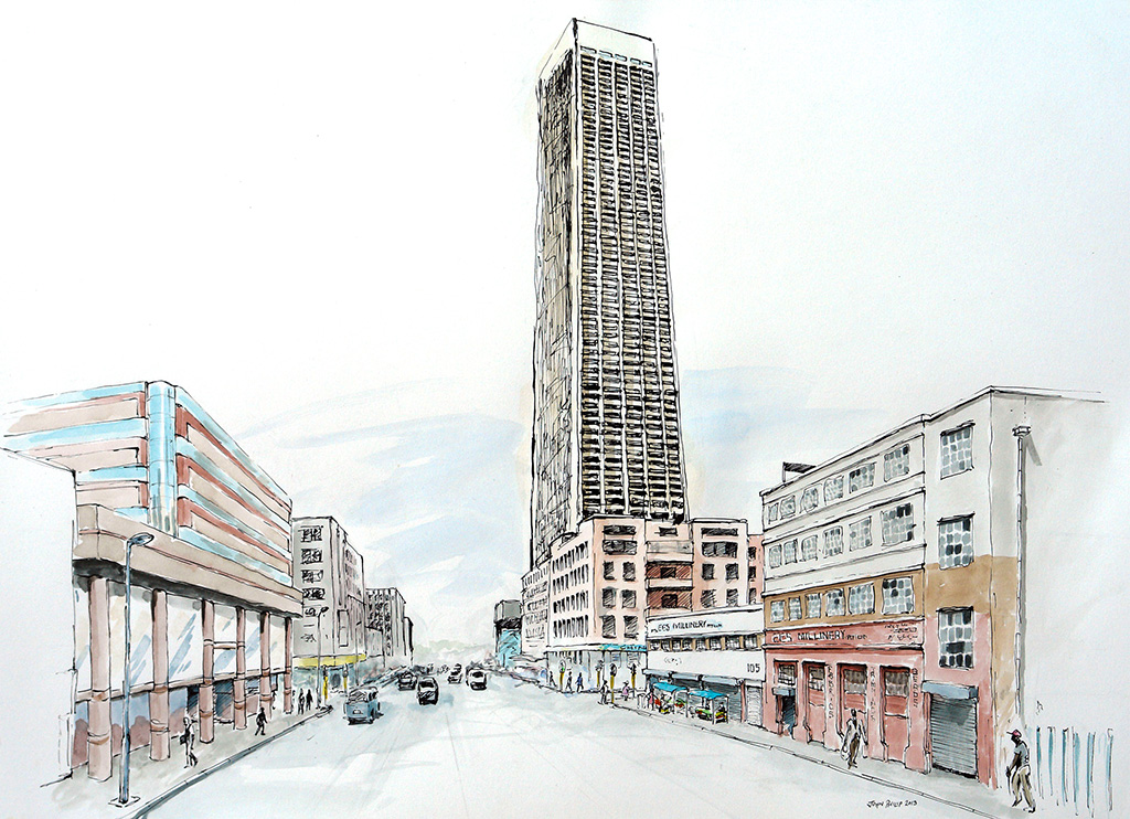 Pen & Ink Drawing of the Joburg Carlton Centre