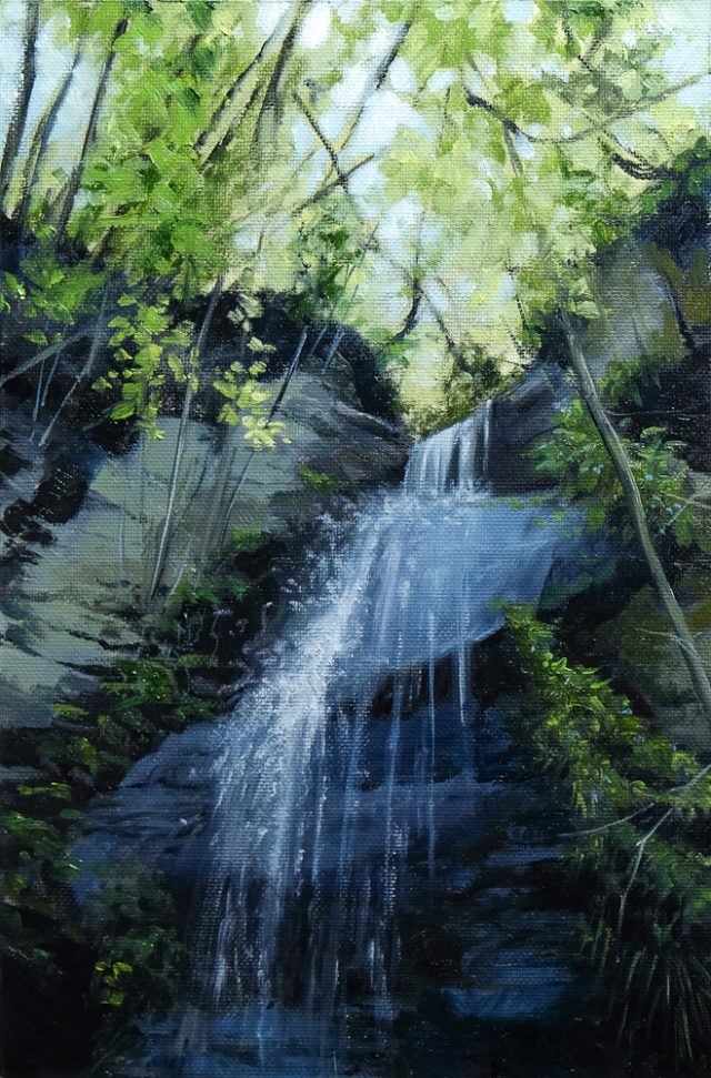 Oil painting of a Waterfall