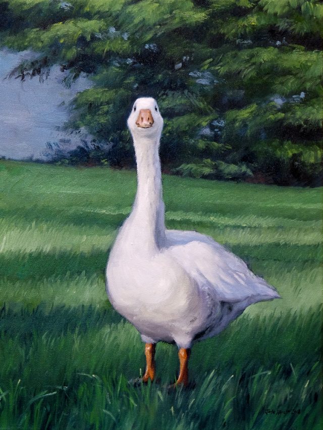 Oil painting of a goose