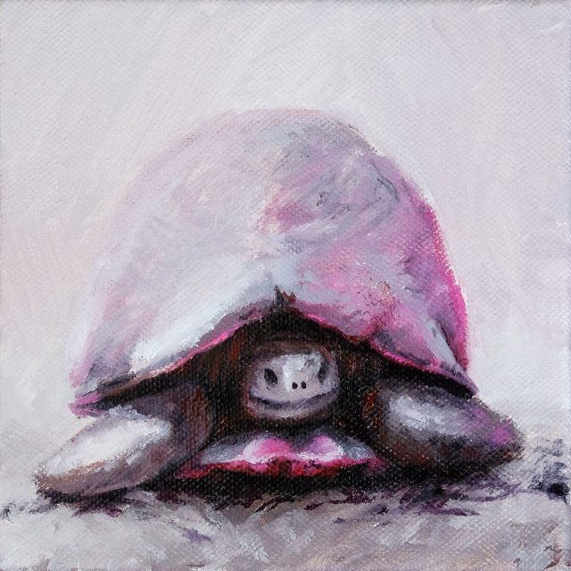 Oil Painting of a Pink Tortoise