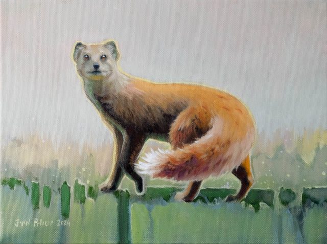 An oil painting of a Yellow mongoose